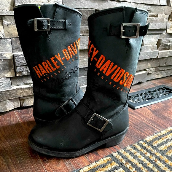 Woman’s Black Harley Davidson Motorcycle Boot size 5.5 - Picture 1 of 6